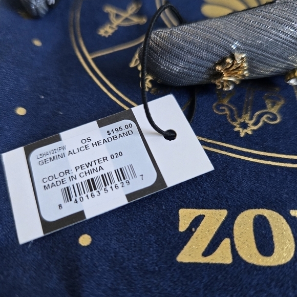 New LELE SADOUGHI Zodiac Gemini Alice Hand Embellished Lurex Headband Pewter NWT main image 10